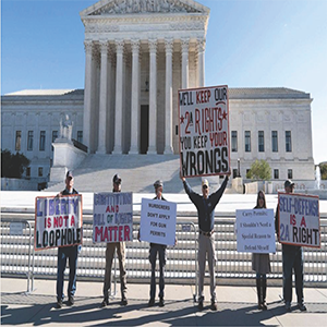 image of protestors outside of the capitol