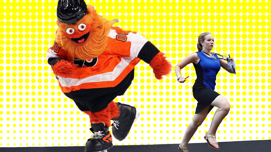 Gritty chasing the Temple student journalist who went viral for running out of the courthouse.