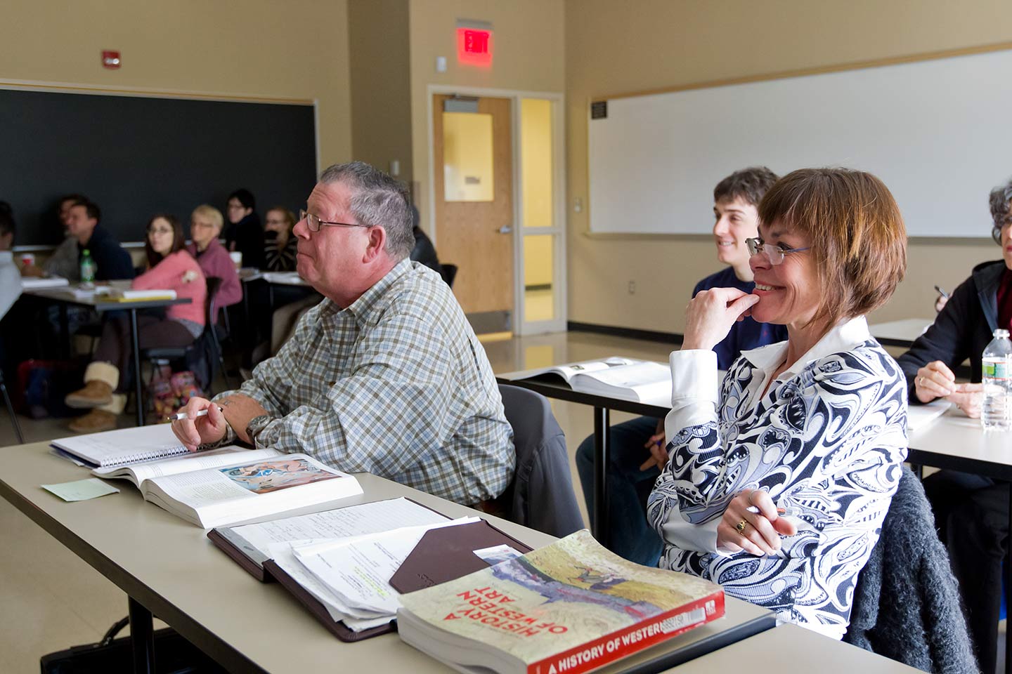 Female sitting inside classroom