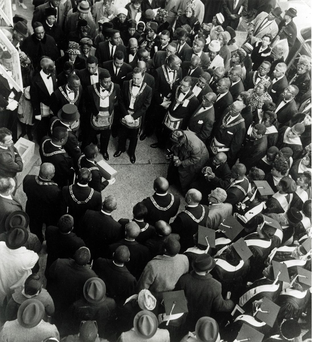 large crowd black and white photo