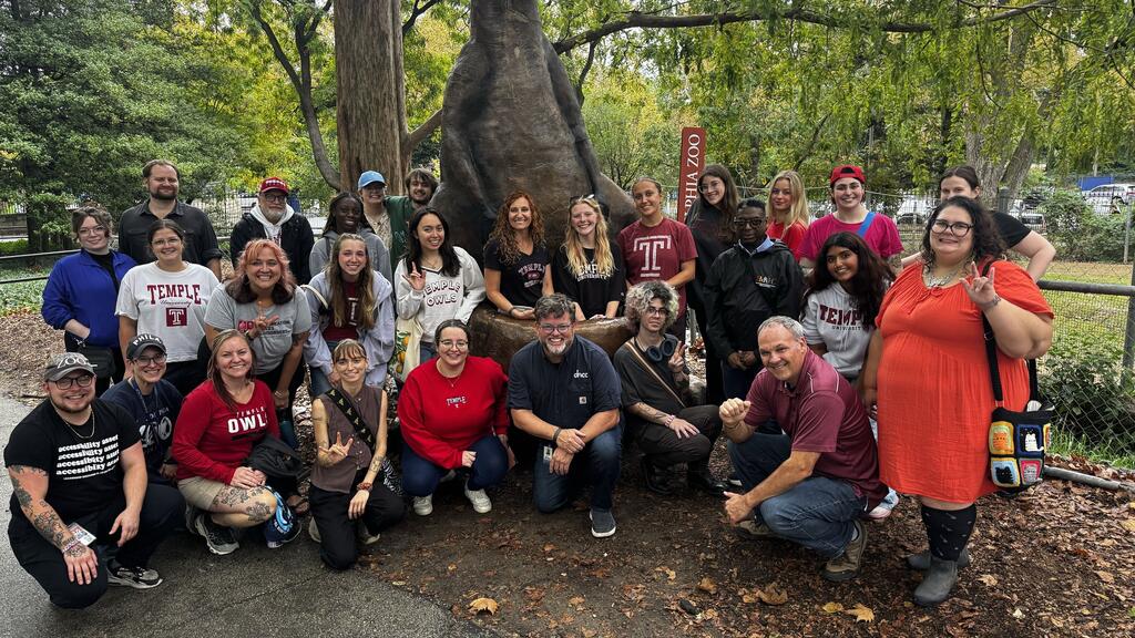 Temple students, faculty, and community partners at the Philadelphia Zoo during d/Deaf Community Day.