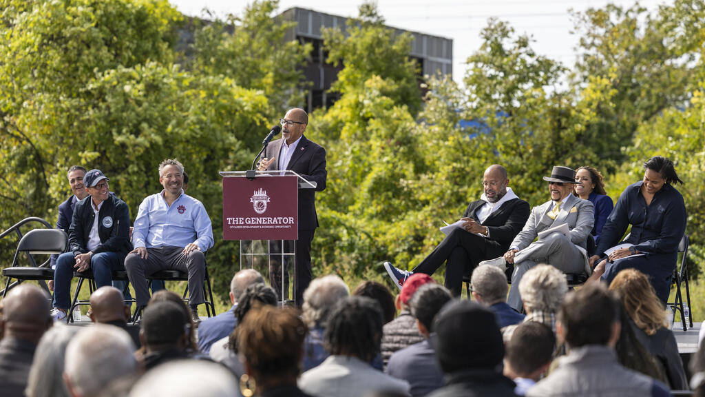 Image of David Brown speaking at The Generator kickoff event.