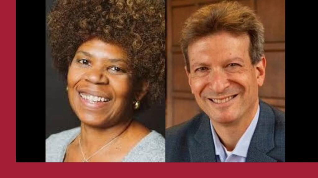 Headshots of Cheryl Irons and Douglas Green
