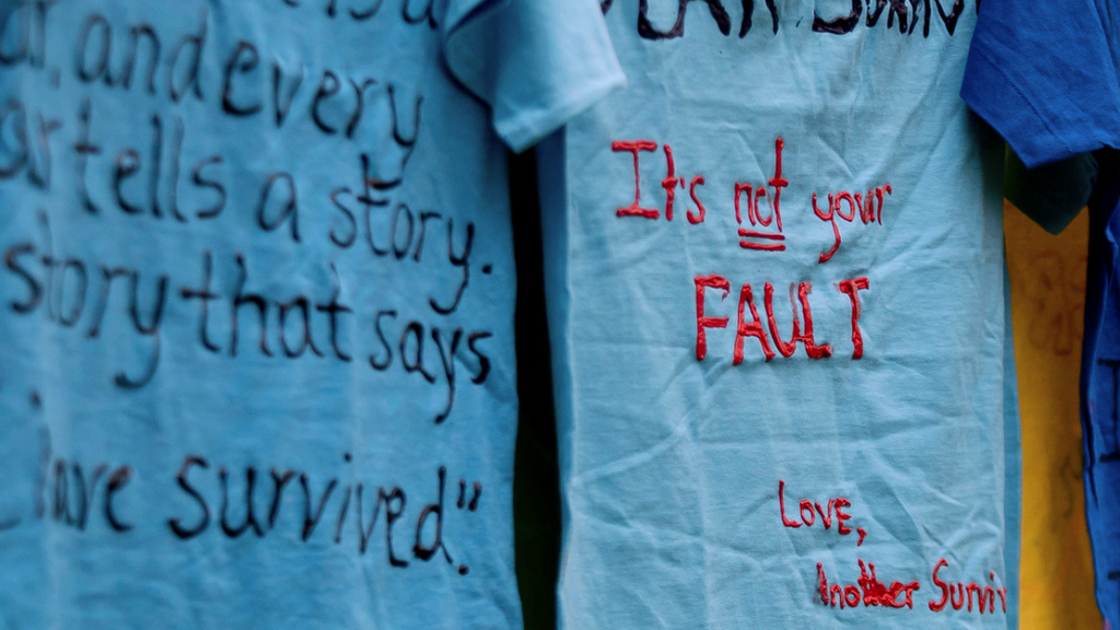 Image of shirts displayed during Clothesline Project