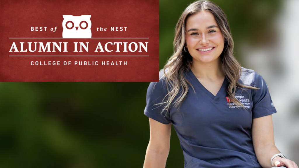 Juliana Looney in Temple scrubs.