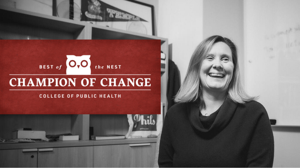 Jessica Boyer laughing in her office.