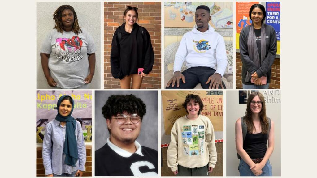 Collage featuring individual photos of eight CEHD students