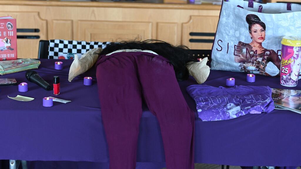 Christina Baker's table of materials collected over years of researching Selena