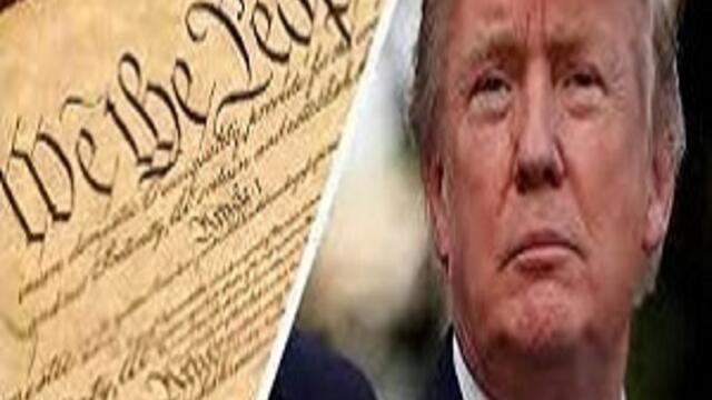 collage image of Donald Trump and the Constitution