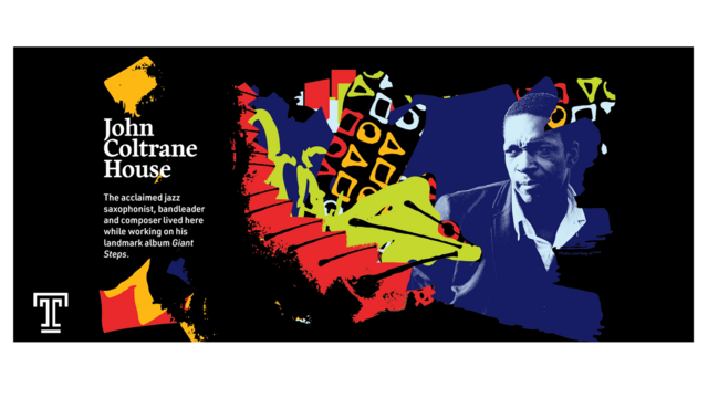 One of the panels installed in the storefront at Broad & Cecil B. Moore