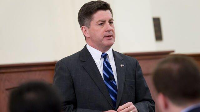 Jim Cawley addressing a group at Temple