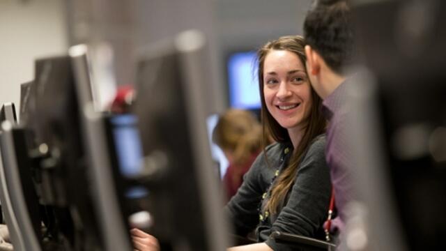 Students doing work in the TECH Center.