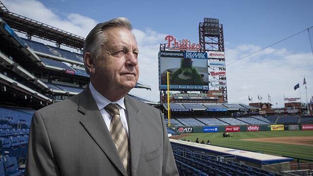 Dan Baker in the stands of Citizens Bank Park.