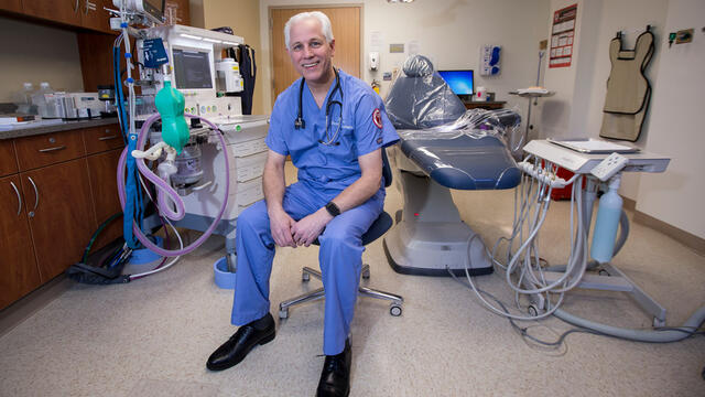 Stanley Heleniak, a dental anesthesiologist, in an operating room.