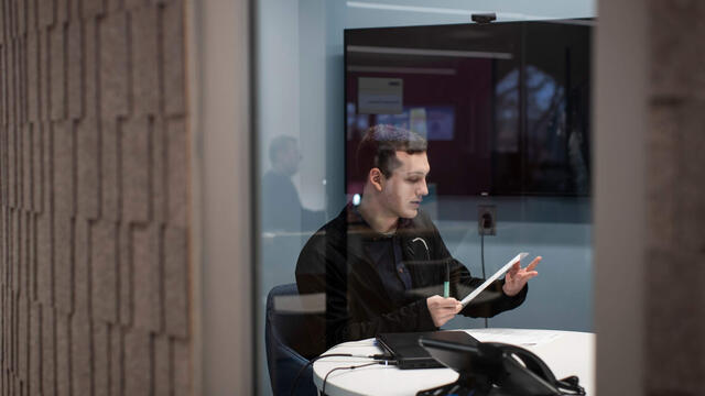 A Temple student prepares for his career.