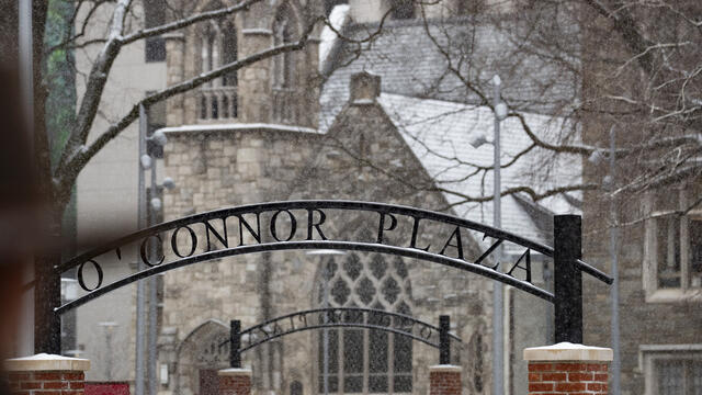 Snow falls on Main Campus