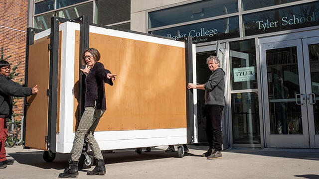 Tyler faculty and students roll pinhole camera