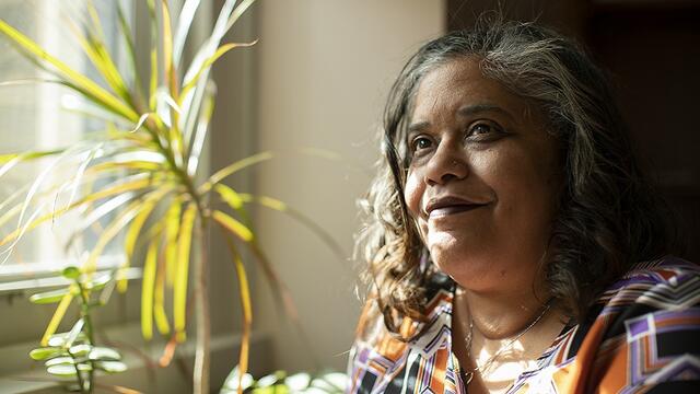 Staff member Evy Lopez-Feliciano in her office.
