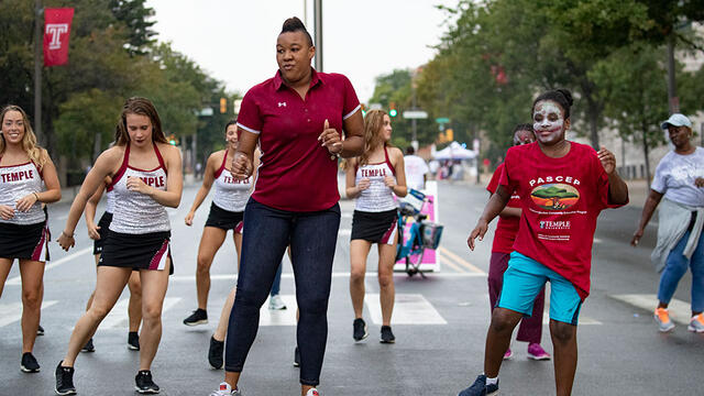 People dancing on Broad Street