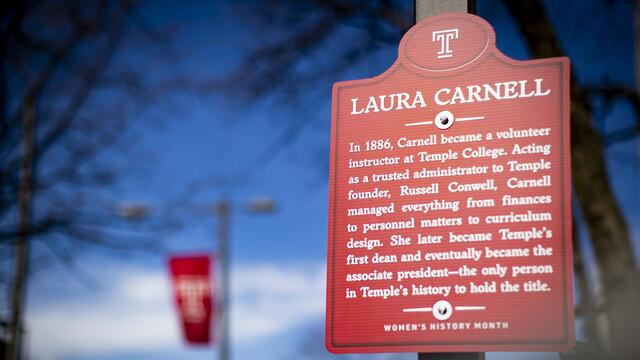 One of the historic markers installed on campus in honor of Women s History Month.