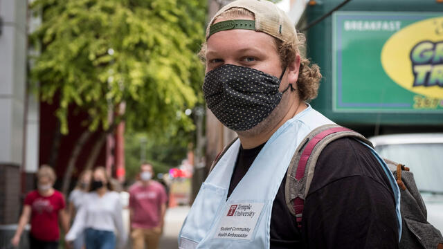 Nicholas Palomba, a student community health ambassador on Temple's Main Campus.