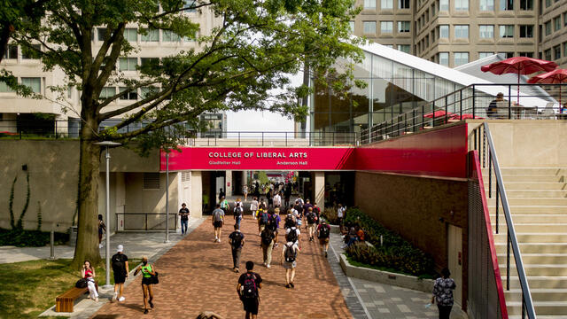 Photo of the entrance of the new Anderson and Gladfelter Terrace.