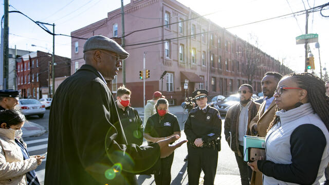 President Wingard meets with community members during a listening session.