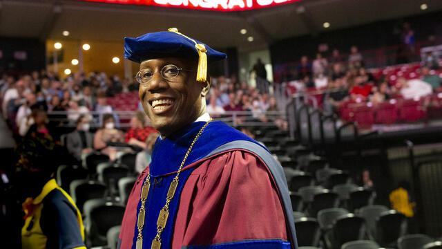 Image of President Wingard at Commencement 2022