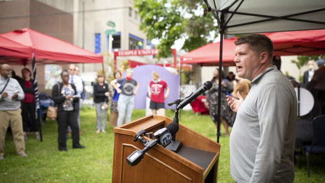 Jonathan Latko speaks during Digital Equity Day.