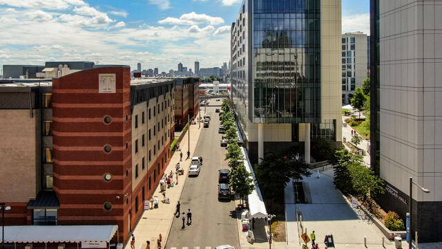 Aerial shot of Temple University campus