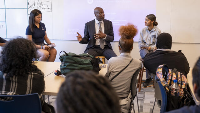 President Wingard visiting Cristo Rey High School.