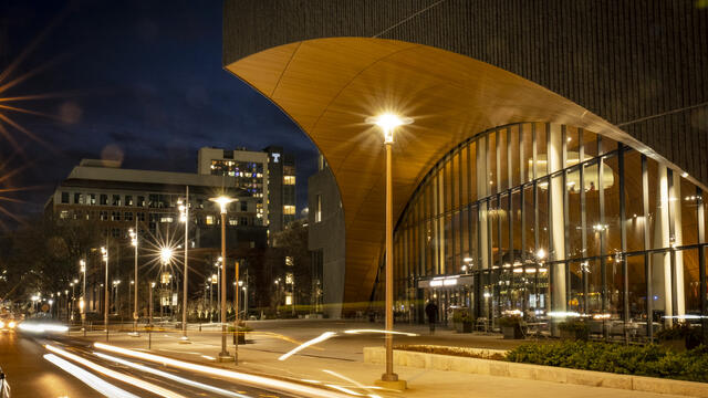 Charles Library at night