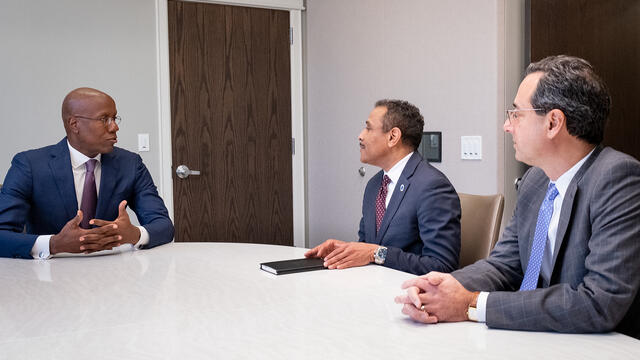 President Wingard and Provost Mandel meeting with Superintendent Watlington