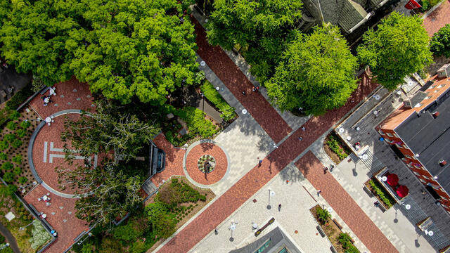 arial photo of Temple campus