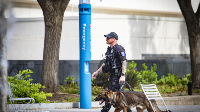 TUPD office with K-9 officer pictured.