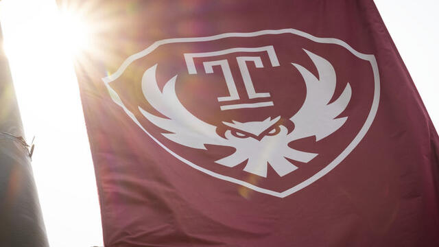 The Owl mark flag glistening in the sunlight