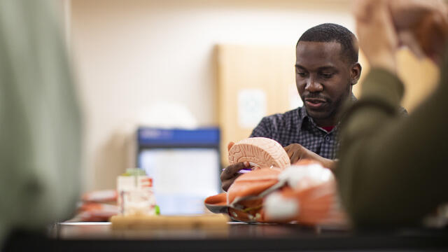 Antonion Matias Buenga in an anatomy lab on Main Campus