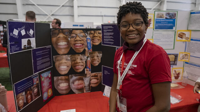 Image of a student at Temple s George Washington Carver Science Fair.