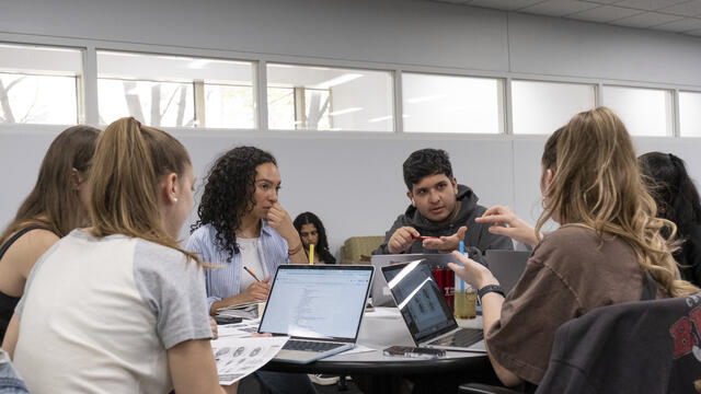Students working together in the TECH Center