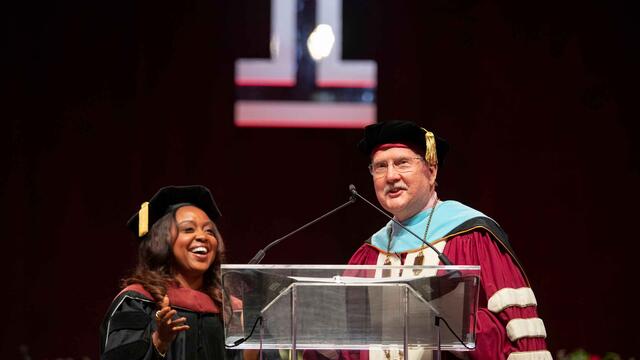 Quinta Brunson and President Richard Englert at Commencement