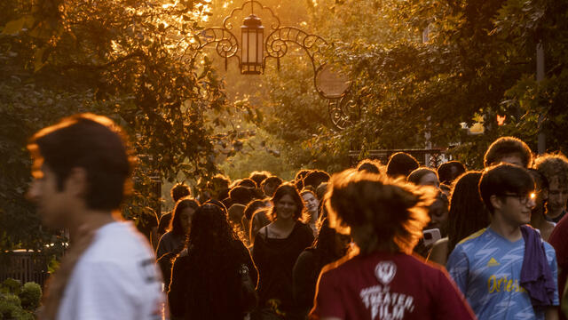 A evening shot of campus.