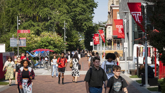 Students walking on campus