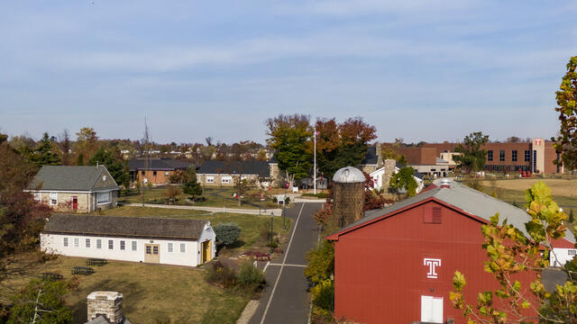 An aerial of Temple Ambler.