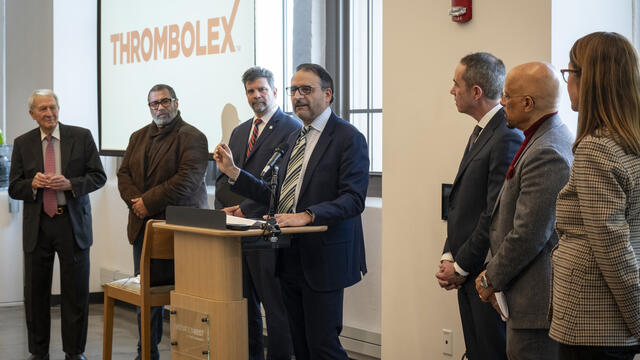 Image of Riyaz Bashir speaking at Monday's press conference.