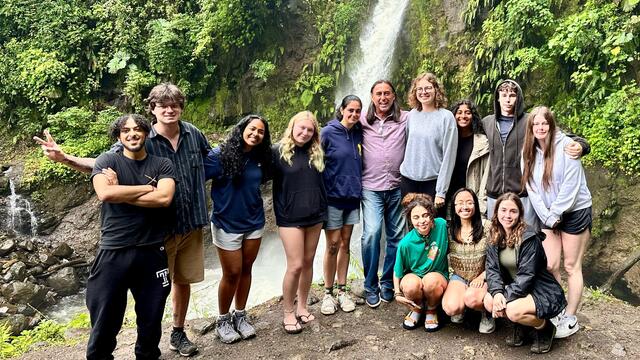 Image of Dean Mostafa and a group of Temple students in Costa Rica.