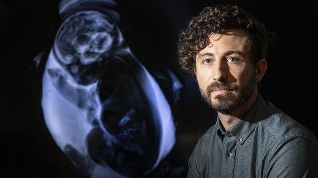 Vlad Ayzenberg next to a baby scan