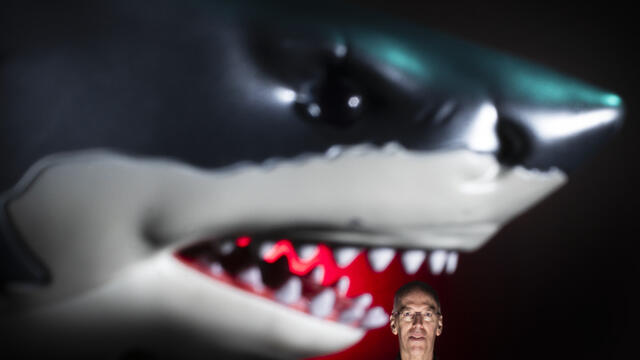 Michael Klein in the jaws of a shark