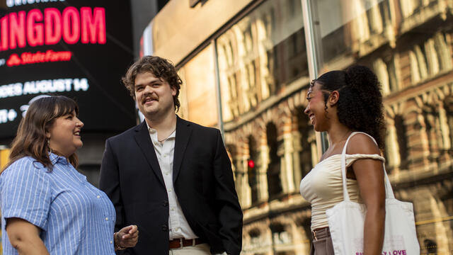 Image of Kathy Mueller, Wes Marshall and Nyla Monastero in Center City Philadelphia.