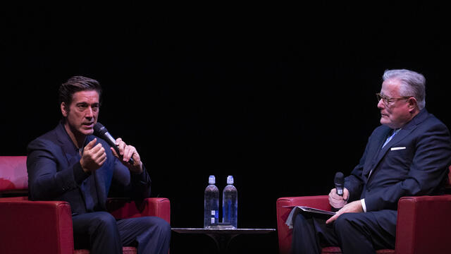 Image of David Muir and David Boardman at the Student Conversation event.