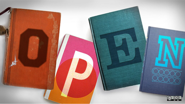 Open spelled out on books